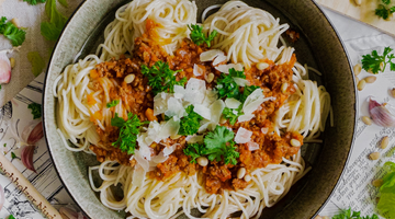 Bolognese mit Dinkel Spaghetti